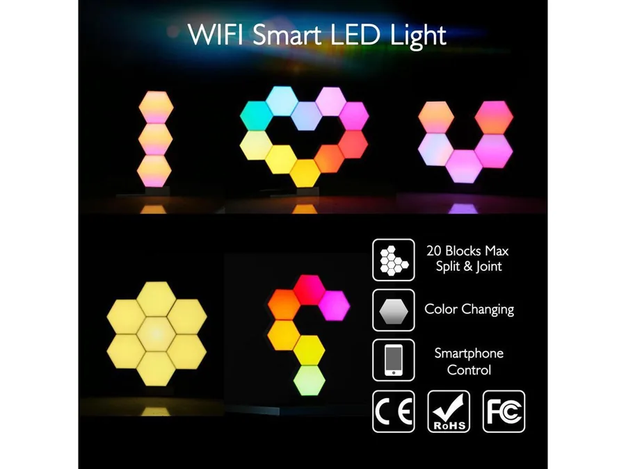Vue 5 de Hexagone LED RGB
