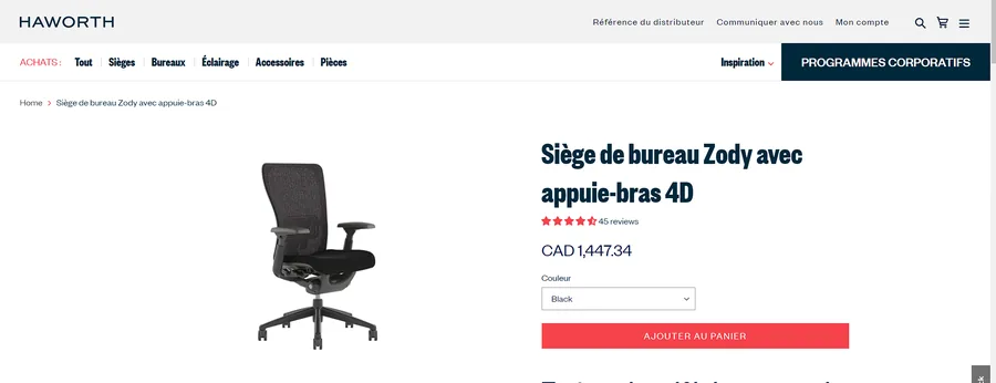 Vue 8 de Fauteuil Ergonomique Haworth  Zody